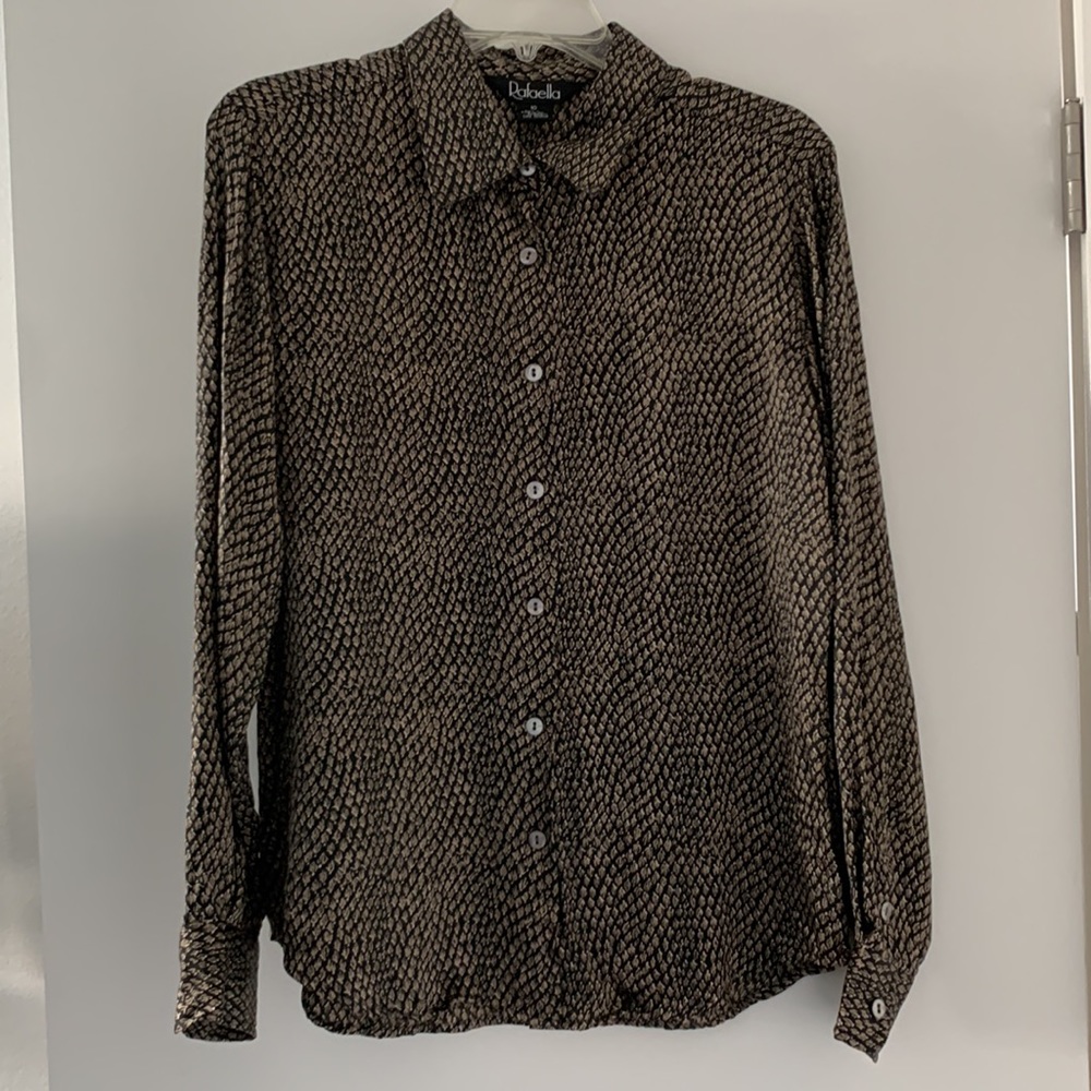 Rafaella 100% Silk Long Sleeve Blouse Size 10